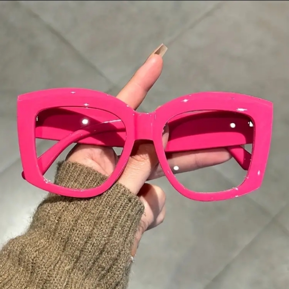 Pink Oversized Clear Lense Glasses